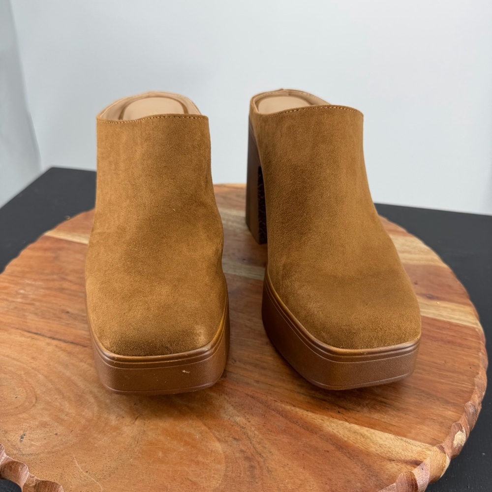 Sun + Stone Brown Suede Platform Mules - Picture 2 of 11